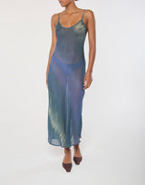 Harlow Bias-Cut Slip Dress in Sheer Ombre Eco-Chiffon