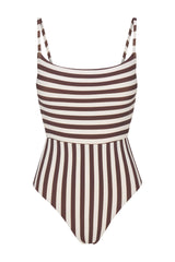 Square Neck Open Back One-Piece in Mixed Stripes