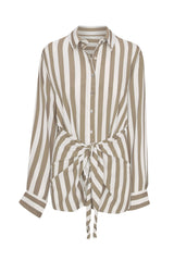 L.A. Button-Down Wrap Mini Dress in Striped Stretch Twill