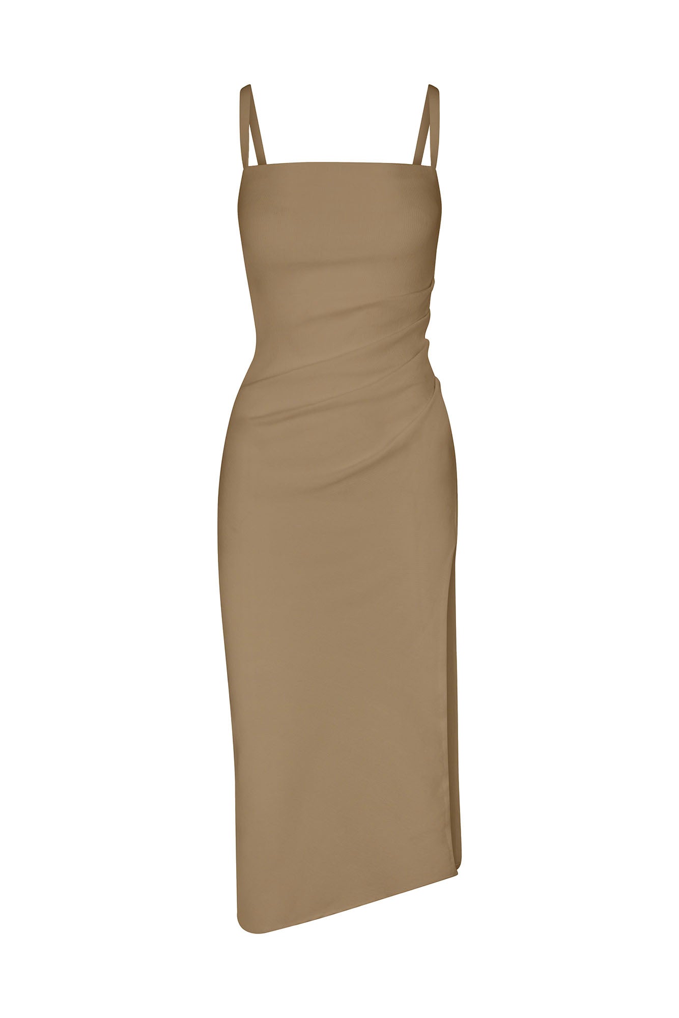 Nadege Draped Midi Dress in Textured Stretch – Anemos