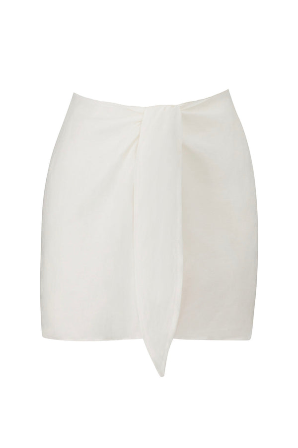 Wrap Mini Skirt Cover Up in Linen Cupro Blend