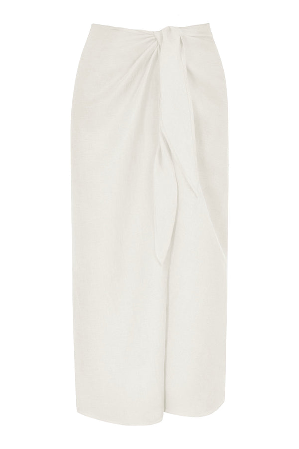 The Wrap Midi Skirt Cover Up in Linen Cupro Blend