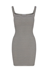 Square Neck Mini Tank Dress In Black & White Stripe Jersey