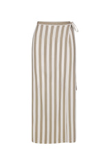 Wrap Tie Maxi Skirt in Striped Stretch Twill