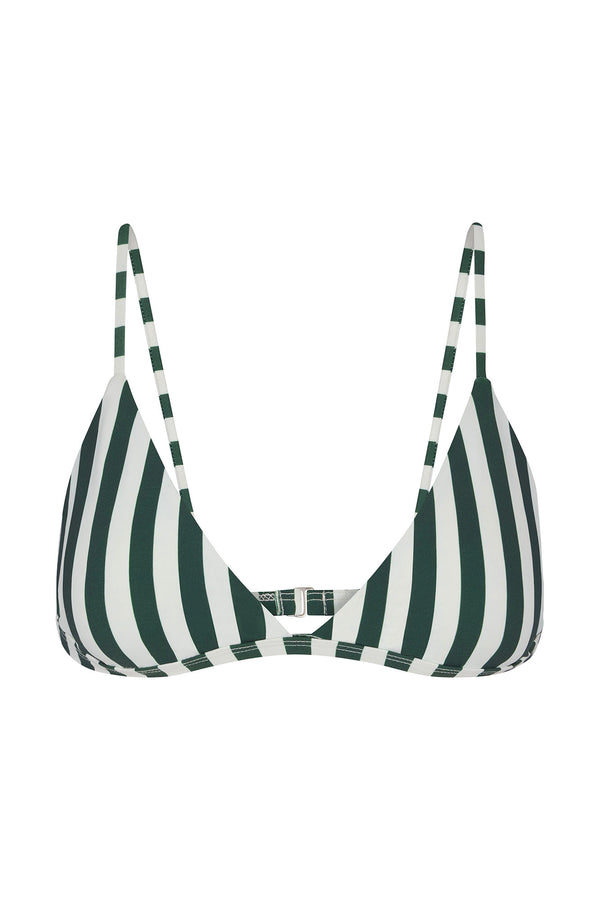 Classic Triangle Bikini in Green Vertical Stripes