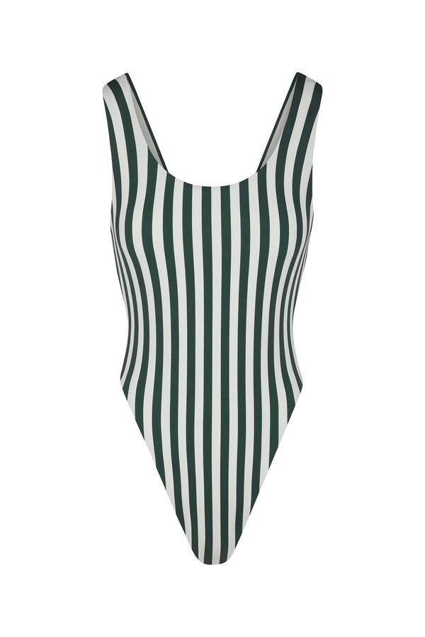 Hume One-Piece in Green Vertical Stripes